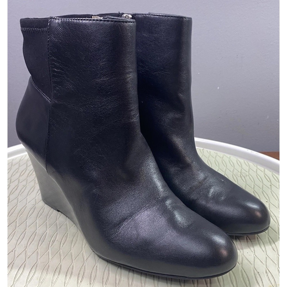 Michael Kors Bromley Women's Leather Ankle Bootie Wedges Black Boots Sz. 8.5 M